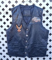 LEATHER MOTORCYCLE VEST HARLEY  PATCHES MEDIUM