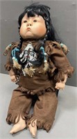 Native American Porcelain Doll & Stand