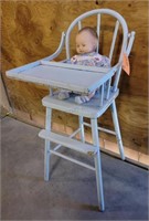 Vintage Wood High Chair with Doll