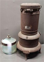 Vintage Kerosene Heater & Kerosene Bottle