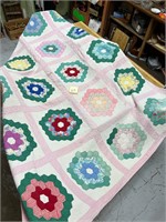 Handmade Quilt Grandmother’s Flower Garden Hexagon