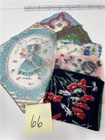 Vtg Handkerchiefs Floral Maiden Patterns Linens