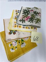 Vintage Floral Handkerchiefs Linens