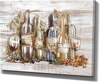 Kitchen Art Wall Decor Neutral Wine Glasses Wall