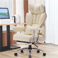 400LBS Beige Office Chair  PU  Lumbar