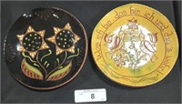 Pair Of Breininger Redware Pottery Plates.