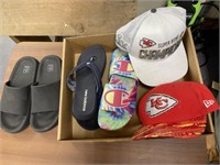 Various Advertising Hats & Rubber Slide Shoes