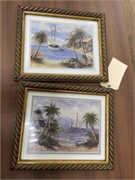 2 pcs Framed/Matted Art Landscapes 10" x 11"