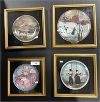 4 Signed P. Buckley Moss Handpainted Plates.