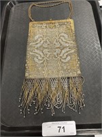 Vintage Silver & Gold Beaded Purse.