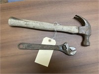 Claw Hammer w/Wooden Handle & Adj Wrench