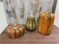 3-Decorative Ceramic Pumpkins