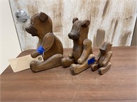 3-Wooden Bears w/Moveable Arms/Legs