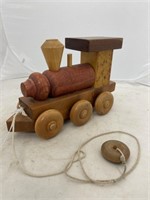 Wooden Train Engine moveable wheels 10"L