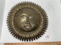India Brass Sun Mask Plaque