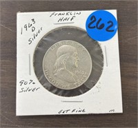 1963-D Silver Franklin Half Dollar 90% Silver