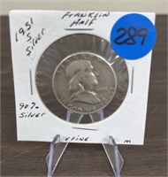 1951-S Silver 90% Franklin Half Dollar Very Fine
