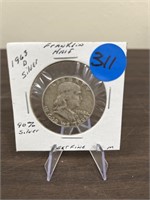 1963-D 90% Silver Franklin Half Dollar Ext Fine