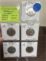 (5) Uncirculated Jefferson Nickels Full Steps