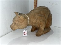 Handcarved wooden cat statue