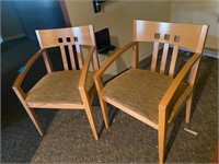 2  Maple Arm Chairs, Earth Tones cushion