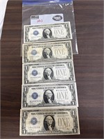 5-Silver Certificates Funny Back $1 Bills