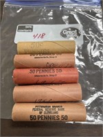 5 Rolls Lincoln Pennies