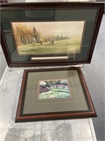 2 Framed/Matted Golf Prints