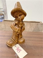 Wooden Carved Garden Gnome 13"H