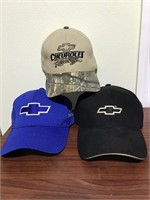 3 Chevrolet racing hats baseball hats