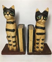 Vintage Bookends Wood Cats Home Library Decor