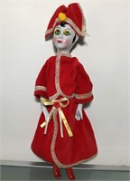 Vintage Clown Doll Porcelain Head Arms Legs Red