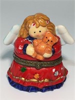 Vintage Ceramic Christmas Angel holding a Teddy