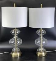 Pair of Glass Lamps with Shades