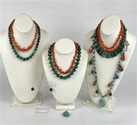 Stone Beaded Necklaces - Coral & More