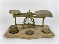 Vintage Brass Postal Letter Scale with Weights