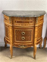 Vintage Marquetry Demilune Side Table