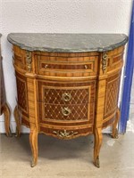 Vintage Marquetry Demi-lune Side Table