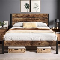 N8534  Life Zone Queen Bed Frame Rustic Brown