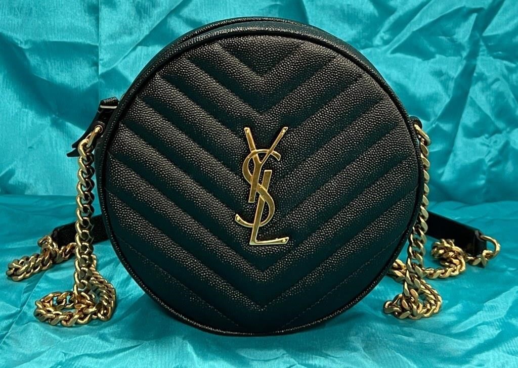 P - YSL SAINT LAURENT BLACK LEATHER ROUND BAG(P1)