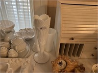 LOT OF FOUR MILK GLASS VASES