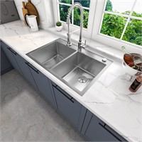 Sinber 33x22x9 Double Bowl Sink Only  Steel