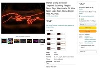 G529  Hands Touch Together Neon Sign Pink