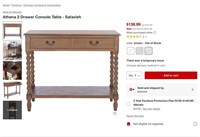 B9727  Athena 2 Drawer Console Table - Brown - Saf