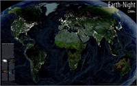 B9803 Geographic Earth at Night Wall Map 35 X