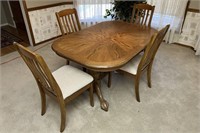 Carved Oak Kitchen Table w/ Leaf