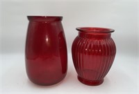 Large Red Glass Urns