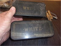 antique sewing machine kit pair white