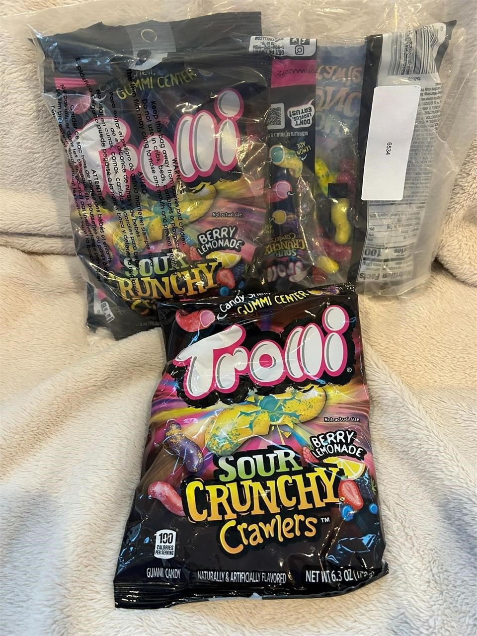 4 bags of Trolli sour crunchy crawlers