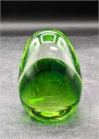 Small Art Glass Egg Paperweight Green